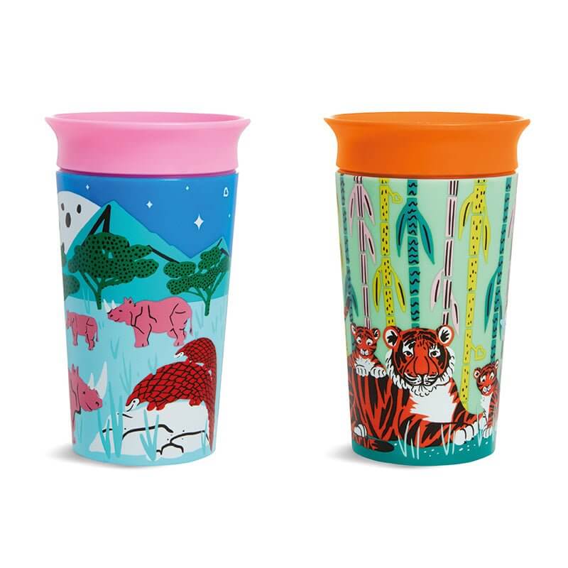 Munchkin| Miracle 360 Sippy Rhino & Tiger 266ml - 2 Pack | Earthlets.com |  | feeding cups & beakers