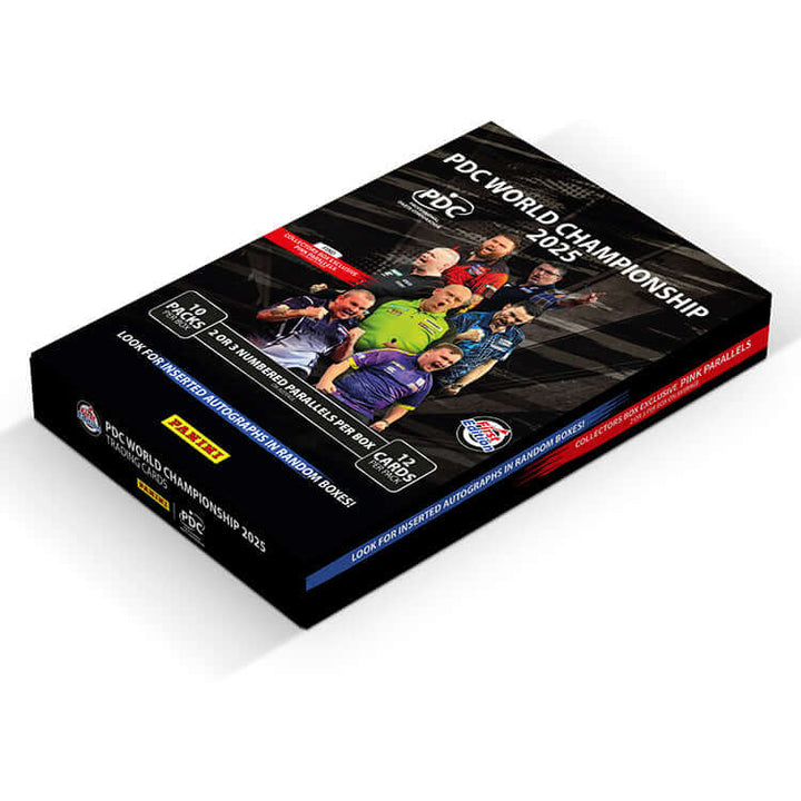 PDC World Championship of Darts 2025 Trading Card Collection box featuring players and exclusive autographs.