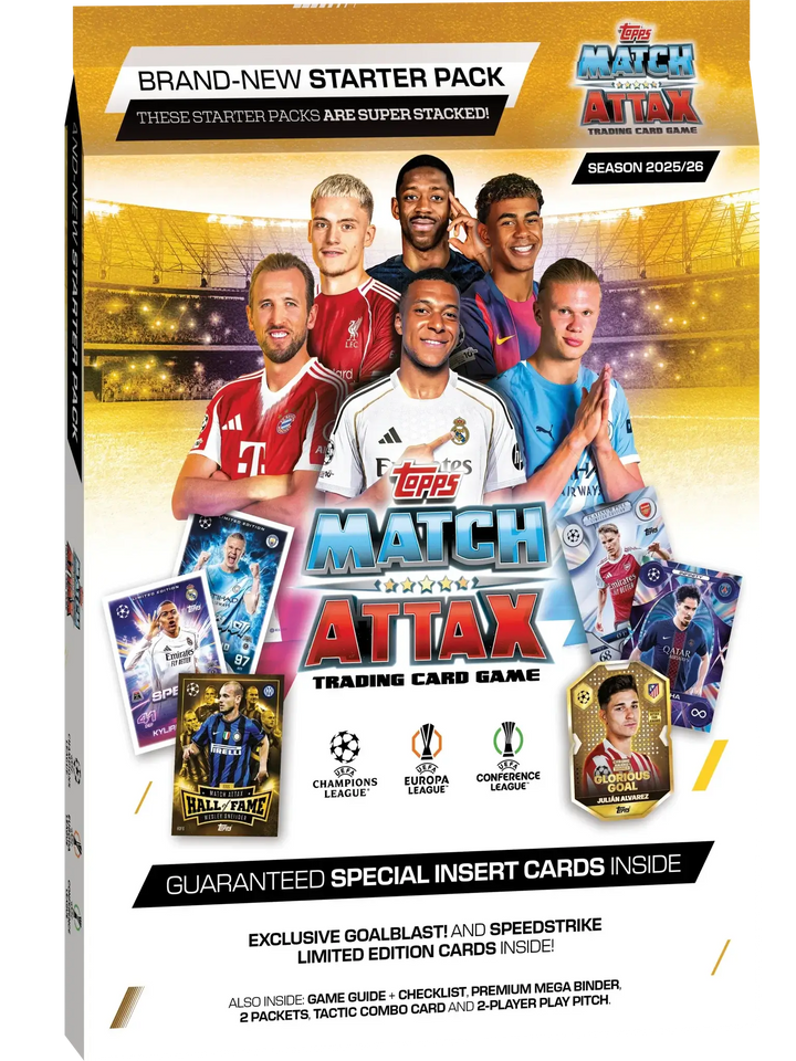 Match Attax 25/26 - Starter Pack featuring exclusive cards, collector binder, and game guide.