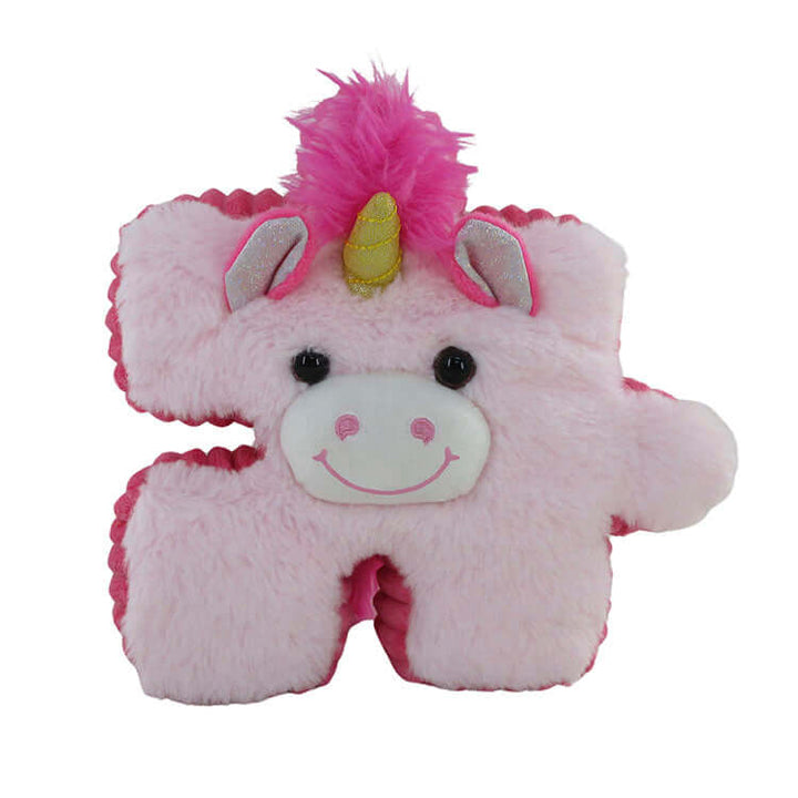 Squishy Pluzzles Fantasy 10" Plush Assortment - Cute pink unicorn plush toy with textured details and huggable shape.