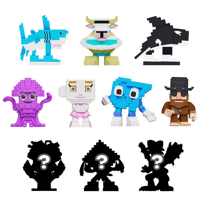 A collection of Steal A Brainrot Collectable Minifigures featuring various colorful characters and silhouettes.