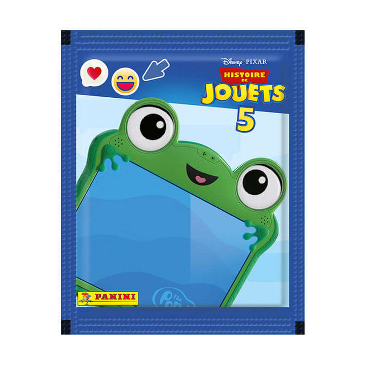 Toy Story 5 Sticker Collection packaging featuring a fun frog character by Panini.