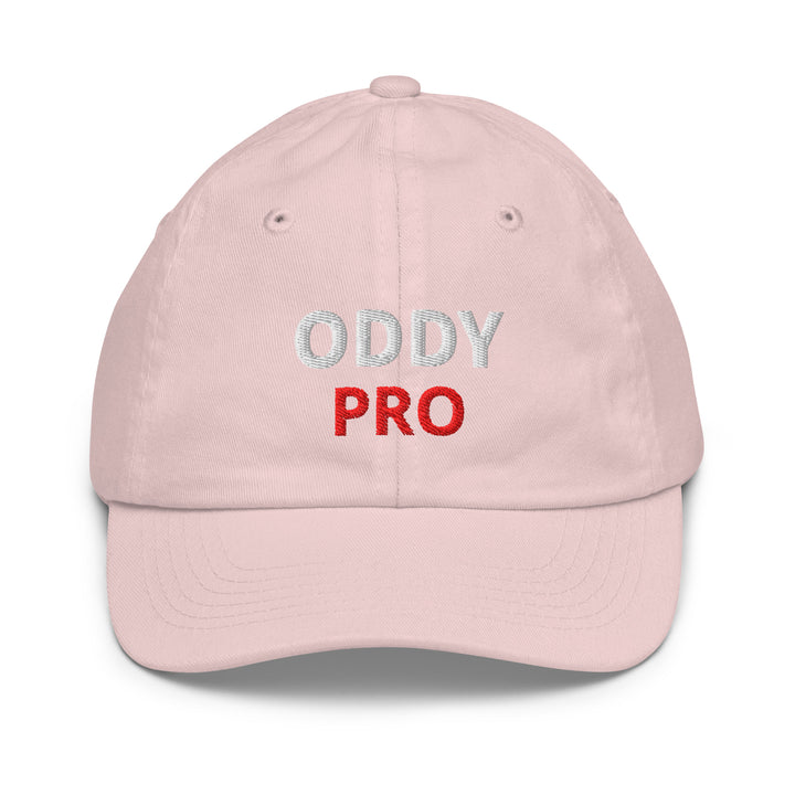 Oddy Pro Youth baseball cap in pink with embroidered logo, perfect for baseball training and outdoor activities.