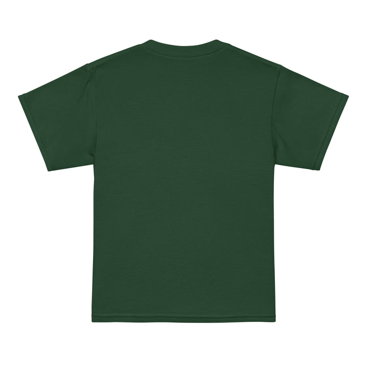 Back view of the XP Grinder Youth t-shirt in green, showcasing its modern fit and classic-width ribbed collar.