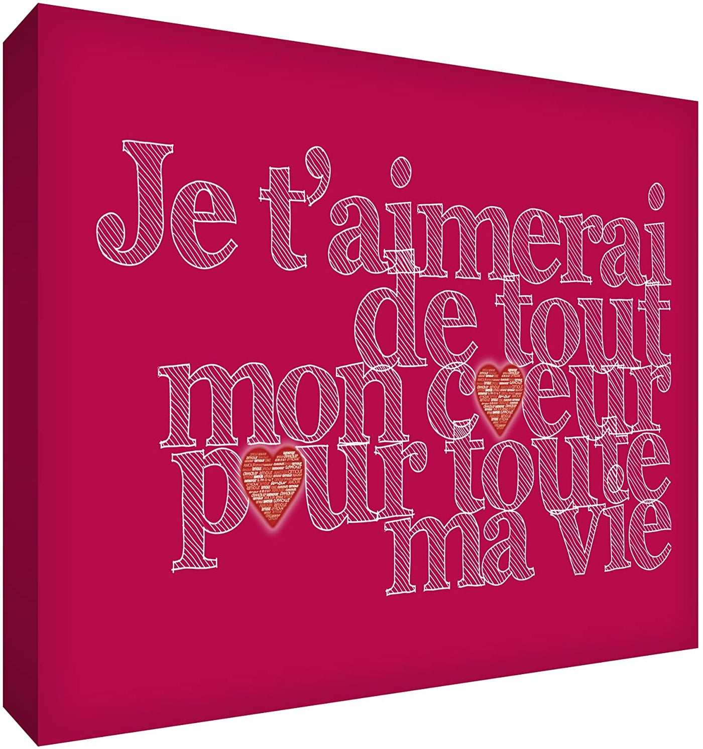 Feel Good ArtCanvas Art with French Text - J'aimerai de tout mon coeur pour toute la vieSize Name: 30 x 40 cmColour Name: Vintage Pinknursery artEarthlets