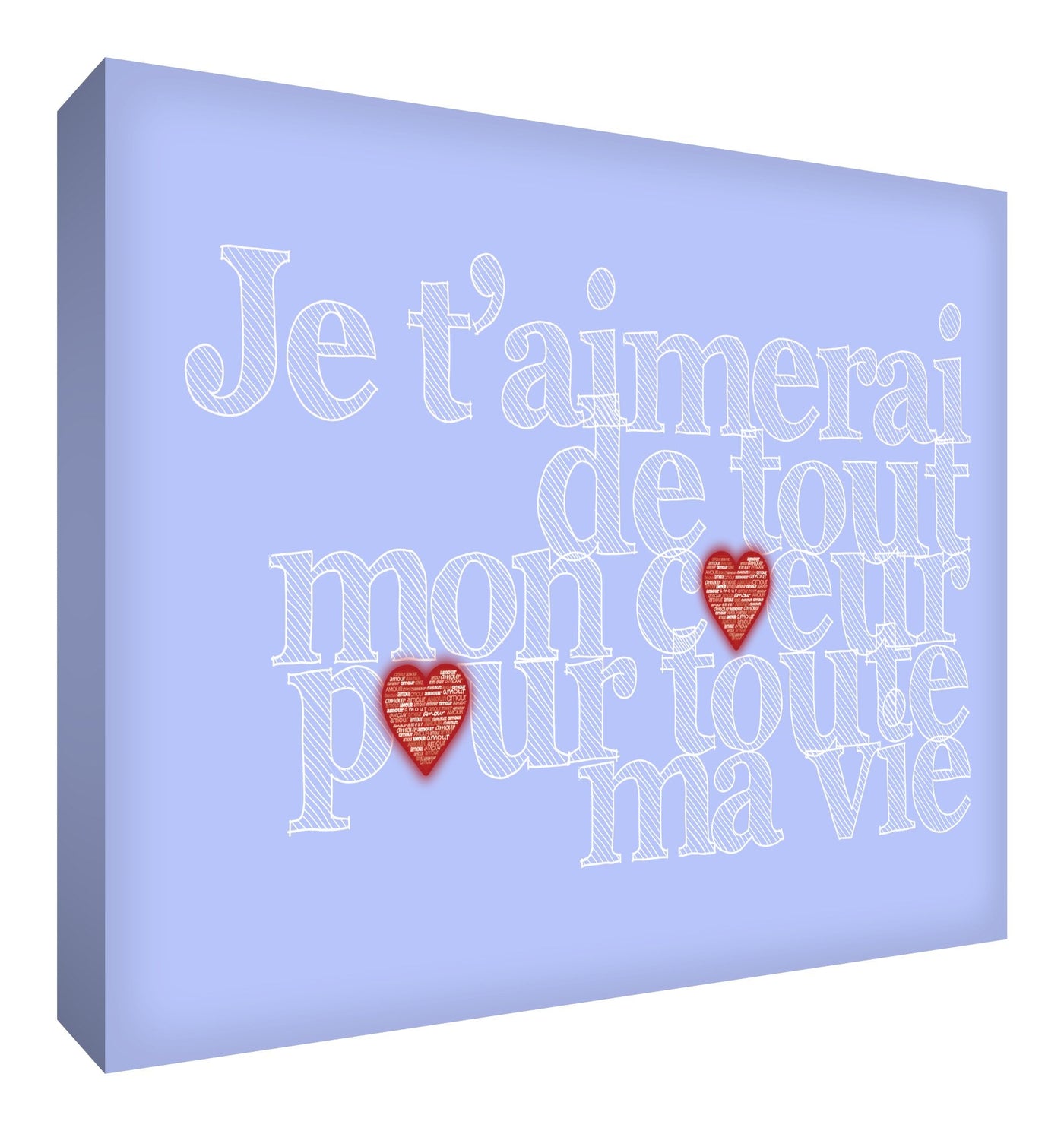 Feel Good ArtCanvas Art with French Text - J'aimerai de tout mon coeur pour toute la vieSize Name: 20 x 30 cmColour Name: Light Bluenursery artEarthlets