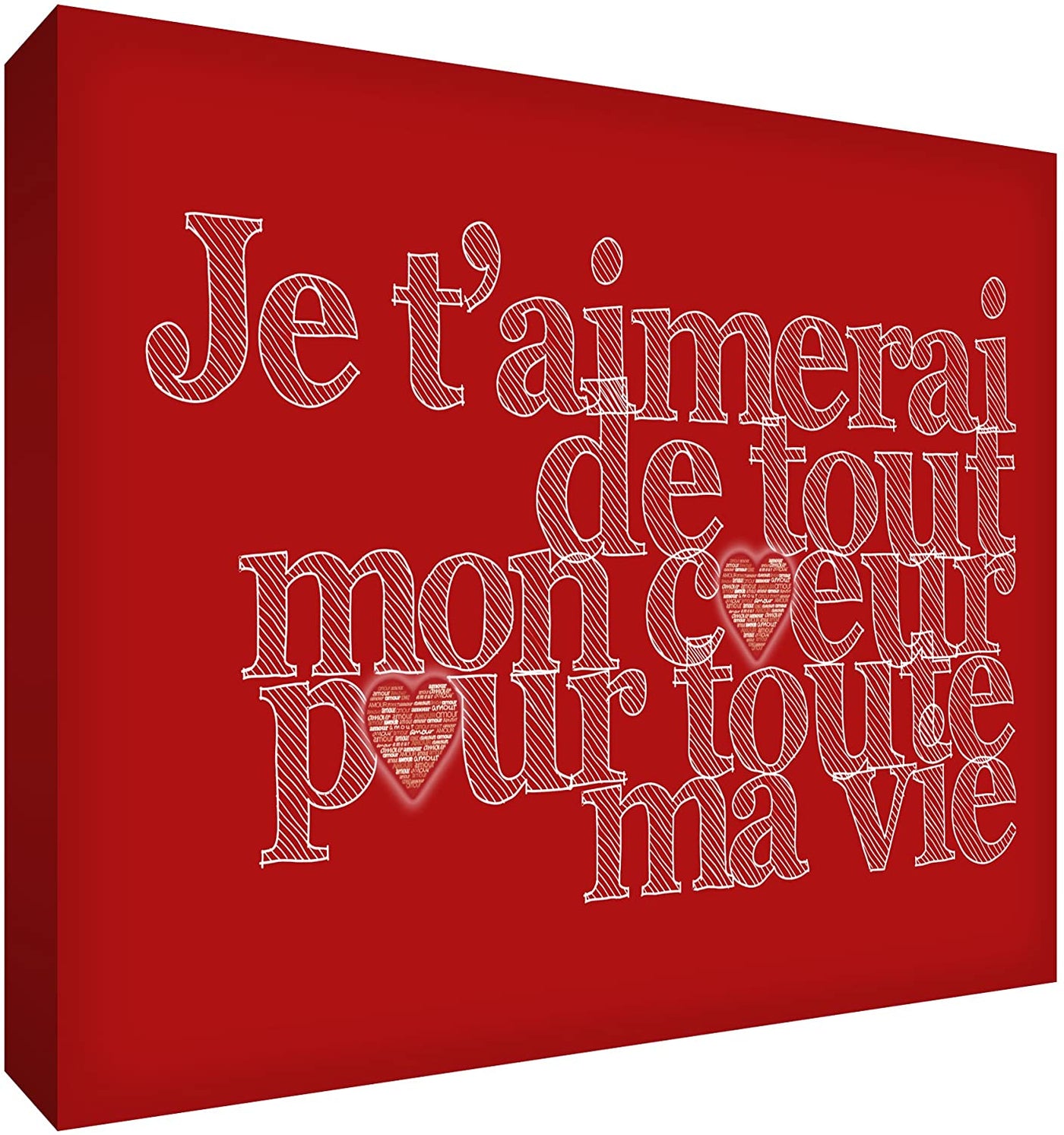 Feel Good ArtCanvas Art with French Text - J'aimerai de tout mon coeur pour toute la vieSize Name: 30 x 40 cmColour Name: Rednursery artEarthlets