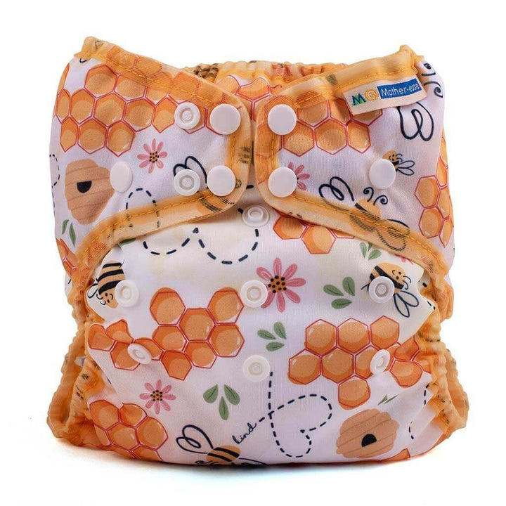 Mother-ease Wizard Uno Organic Cotton - One Size Colour: Bee Kind Size: OS reusable nappies Earthlets