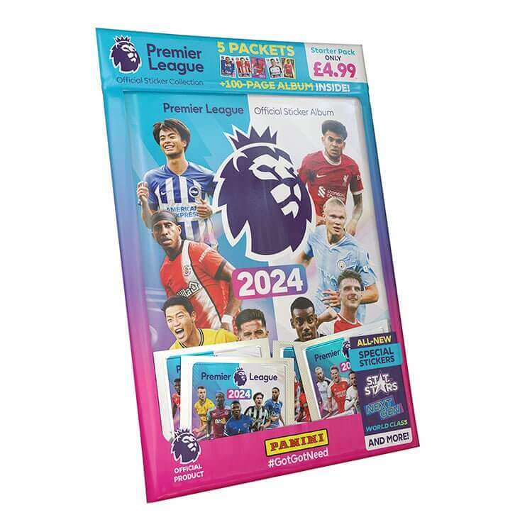 Panini Premier League 2023/24 Sticker Collection Product: Starter Pack (5 Packs) Sticker Collection Earthlets