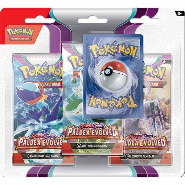 Pokemon Company Pokemon TCG: Scarlet & Violet 2 Paldea Evolved 3-Pack booster Trading Card Games Earthlets