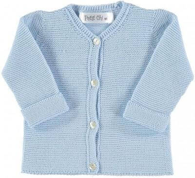 Petit Oh! Knitted Cardigan Colour: Blue Age: 0-3 Months clothing Earthlets