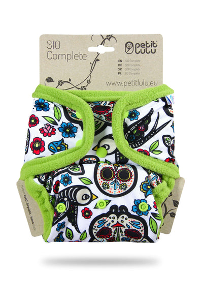 Petit Lulu Snap In One (SIO) Nappy Mexican Skulls - One Size Size: One Size Color: Mexican Skulls reusable nappies Earthlets