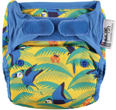 Close Parent Pop-in Bamboo Nappy Pattern - Tabs Colour: Parrot reusable nappies Earthlets