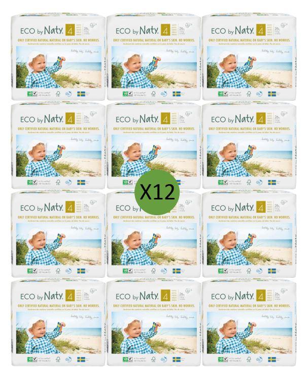 NatySize 4 Nappies - 26 packMulti Pack: 12disposable nappies size 4Earthlets