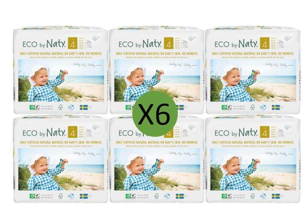 NatySize 4 Nappies - 26 packMulti Pack: 6disposable nappies size 4Earthlets