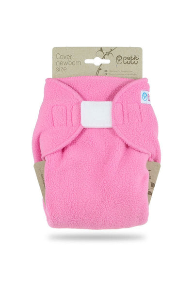 Petit Lulu Velcro Fleece Cover - Newborn Colour: Pink reusable nappies Earthlets