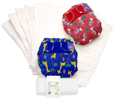 Bambino Mio Mioduo Reusable Nappy Set Safari Celebration Colour: Safari Celebration B Size: Size 1 reusable nappies Earthlets
